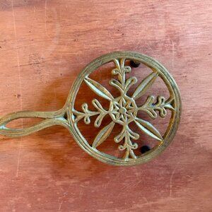 Vintage Brass Trivet Floral Design